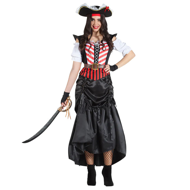 Robe Pirate Noir Rouge Dames