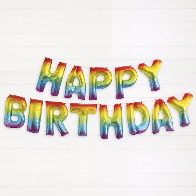 Ballon de baudruche Happy Birthday Rainbow vide 4.31m