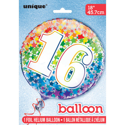 Ballon à l'hélium 16 ans étoiles 45cm vide