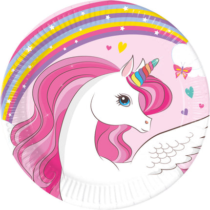 Assiettes Licorne Rose 20cm 8pcs