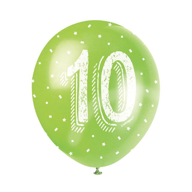 Ballons 10 ans Confetti 30cm 5pcs