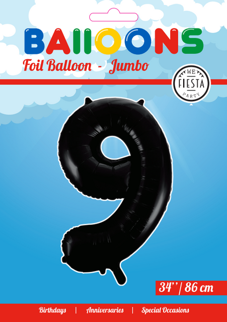 Ballon de baudruche Figure 9 Noir XL 86cm vide