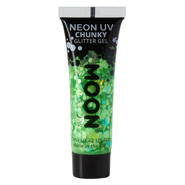 Moon Glow Neon UV Chunky Glitter Gel Green 12ml