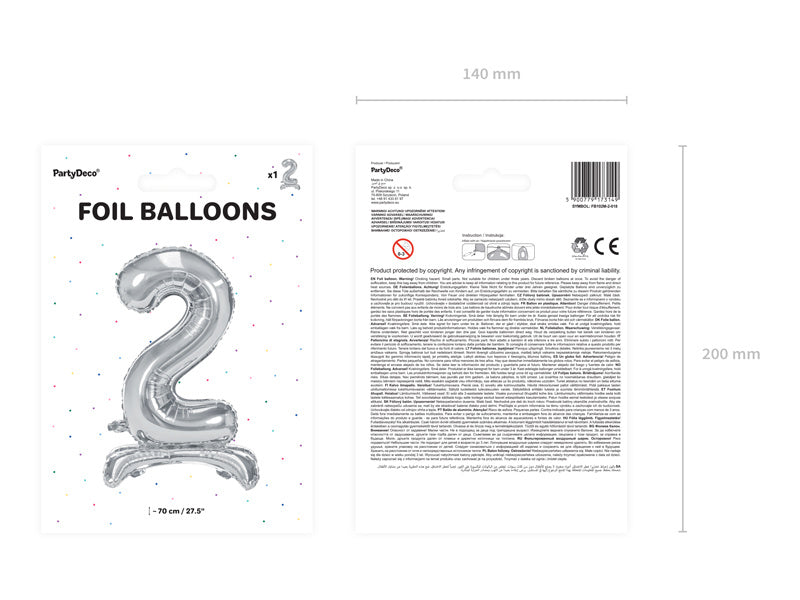 Ballon de baudruche Figure 2 Argent Standard Vide 70cm