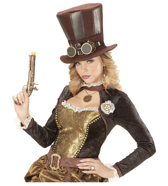 Chapeau Steampunk Haut avec lunettes