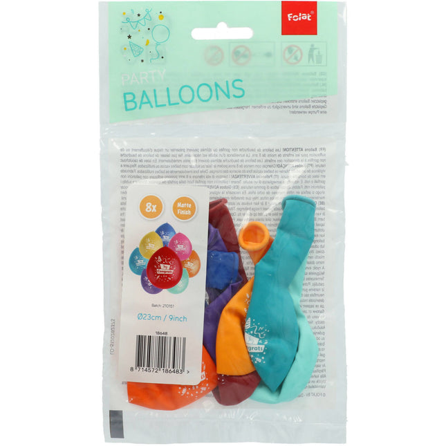 Ballons Yay Congrats Colorés 23cm 8pcs