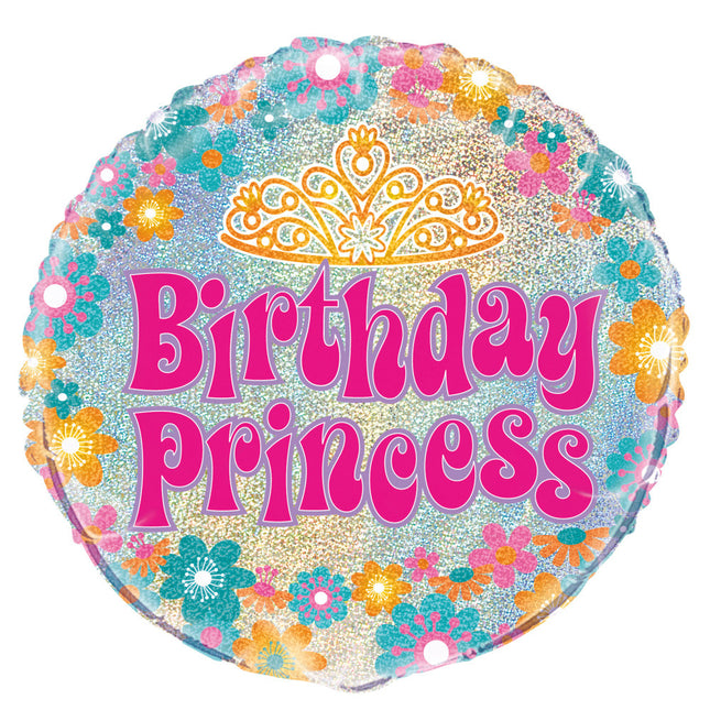 Ballon à l'hélium Anniversaire Princesse Paillettes 45cm vide