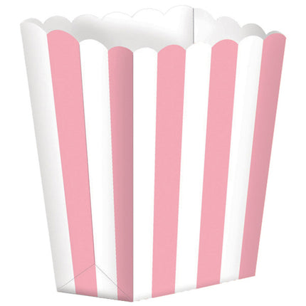 Plateaux à pop-corn rose pâle rayés 5pcs