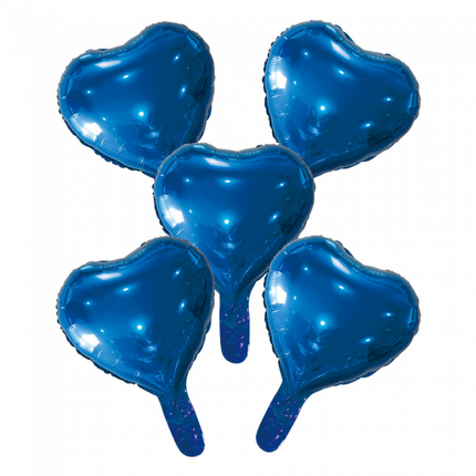 5 ballons de baudruche cœur avec paille en papier 9" bleu