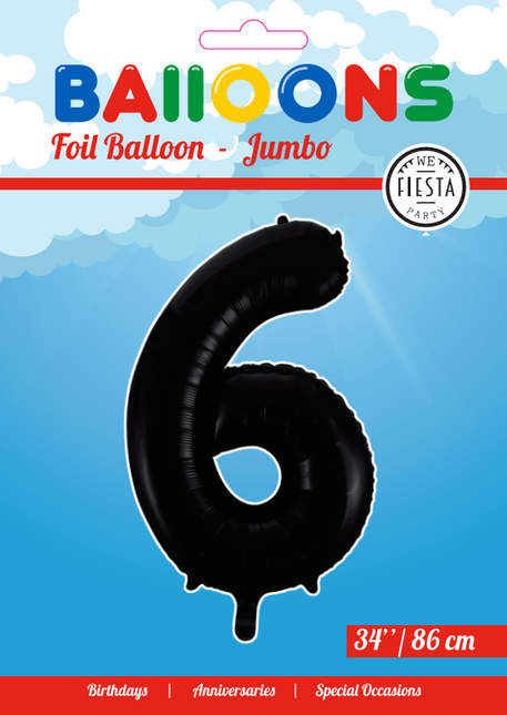 Ballon de baudruche Figure 6 Noir XL 86cm vide