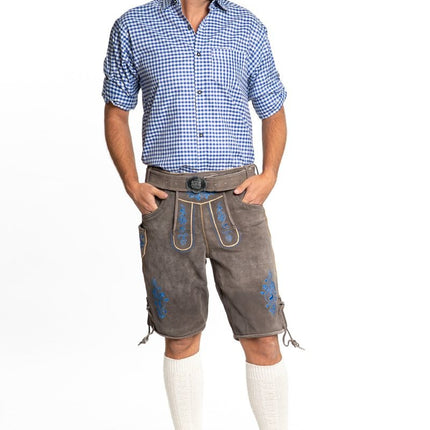 Lederhose Short en cuir Shade Blue et Belt