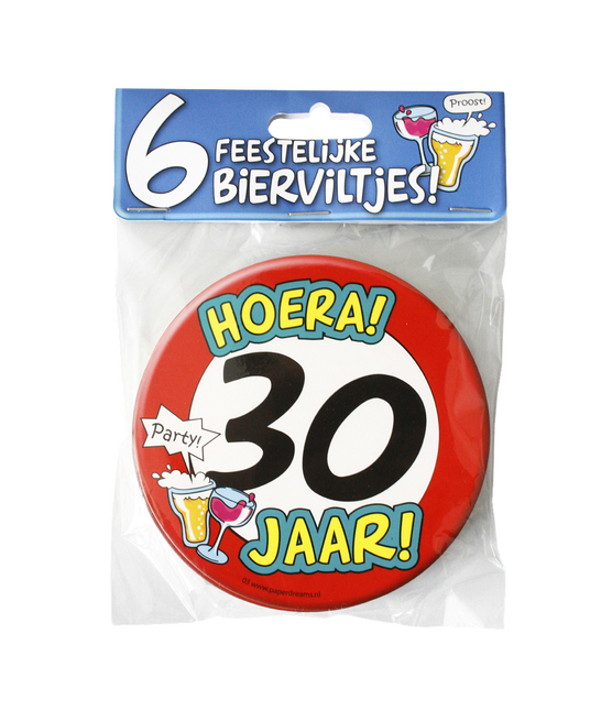 Tapis à bière 30 ans 12.5cm 6pcs