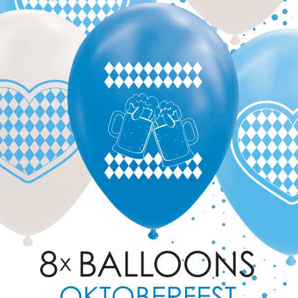 Ballons Oktoberfest Bleu Blanc 30cm 8pcs