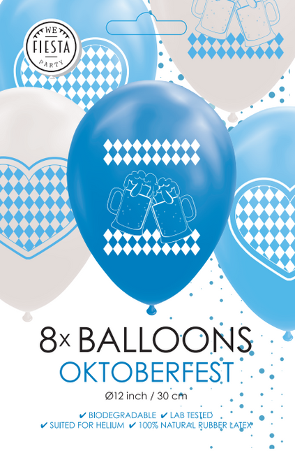 Ballons Oktoberfest Bleu Blanc 30cm 8pcs