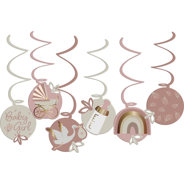 Décoration de naissance suspendue Babygirl 6pcs