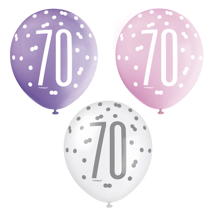 Ballons 70 Years Dots 30cm 6pcs