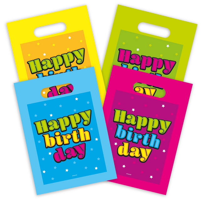 Sacs à partager Happy Birthday Coloured 8pcs