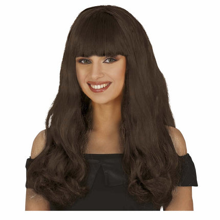 Perruque brune cheveux longs