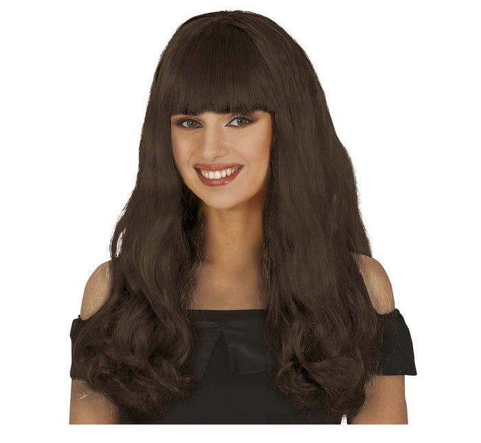 Perruque brune cheveux longs