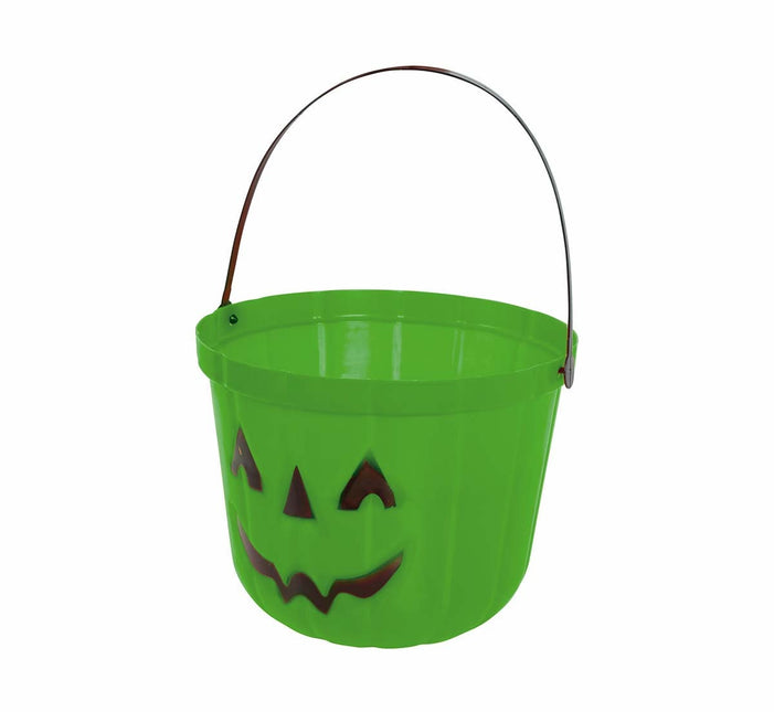 Seau à bonbons vert d'Halloween Citrouille 20cm