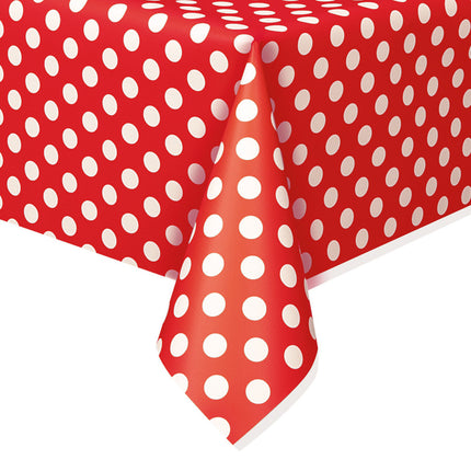 Nappe rouge à pois blancs 2.74m