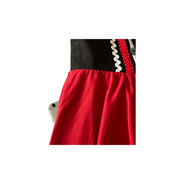 Dirndl 2-dlg.noir/rouge, blouse Carmen