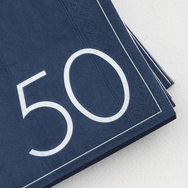 Serviettes de table bleues 50 ans 16.5cm 16pcs