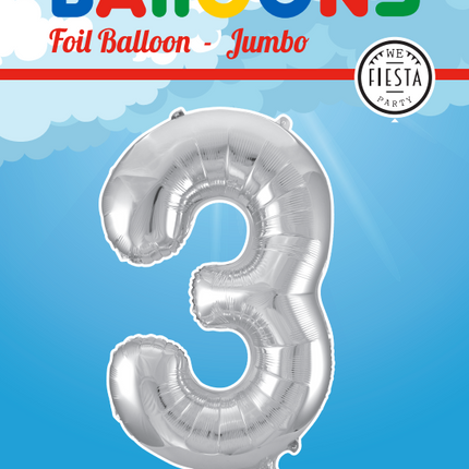 Ballon de baudruche Figure 3 Argent XL 86cm vide