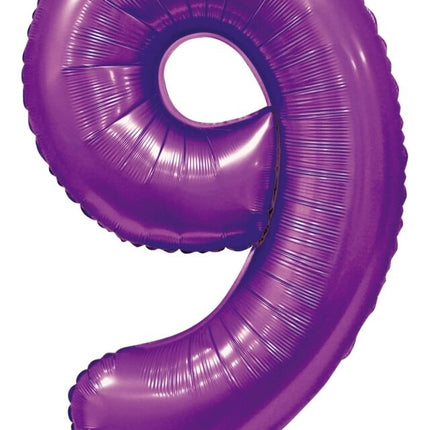 Ballon numéro violet 9 ans brillant 86cm