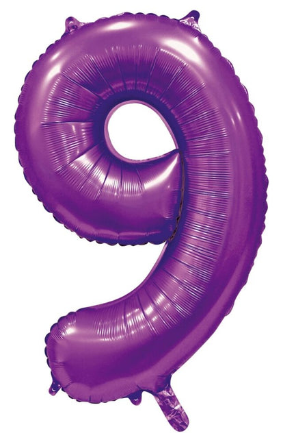 Ballon numéro violet 9 ans brillant 86cm