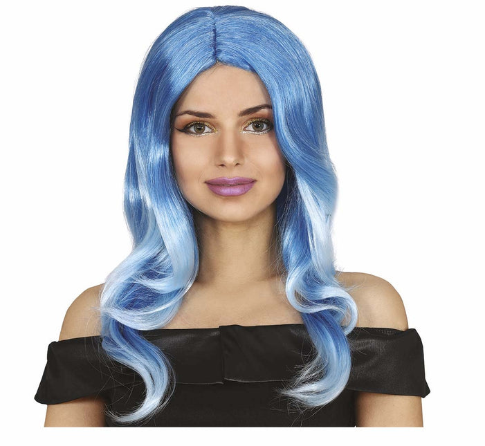 Perruque bleue cheveux longs