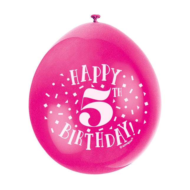 Ballons Happy Birthday 5 Years 28cm 10pcs