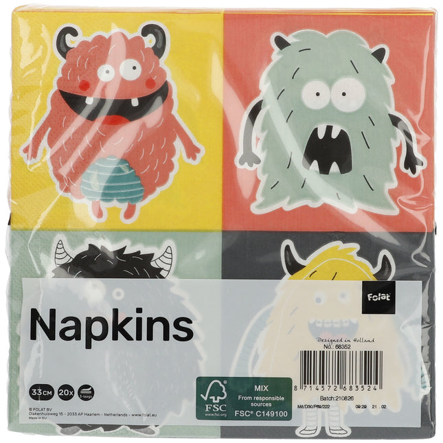 Serviettes de table Monster 33cm 20pcs