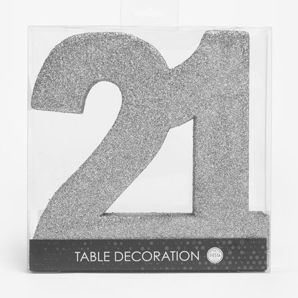 Décoration de table argentée Figure 21 Glitter 20.5cm