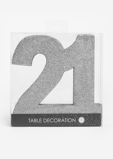 Décoration de table argentée Figure 21 Glitter 20.5cm