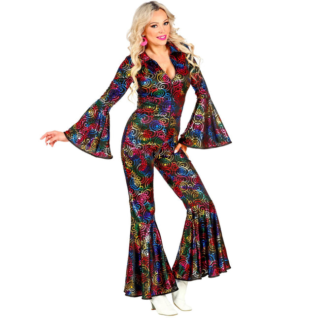 Disco 70S Jumpsuit Coloured Ladies Circles