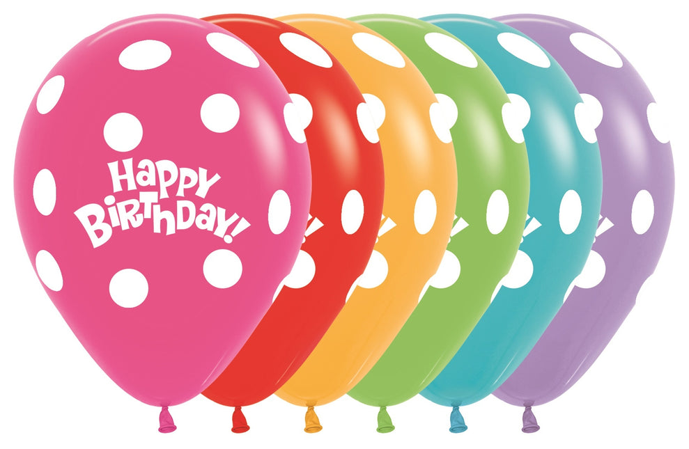 Ballons Birthday Dots Mix 30cm 25pcs