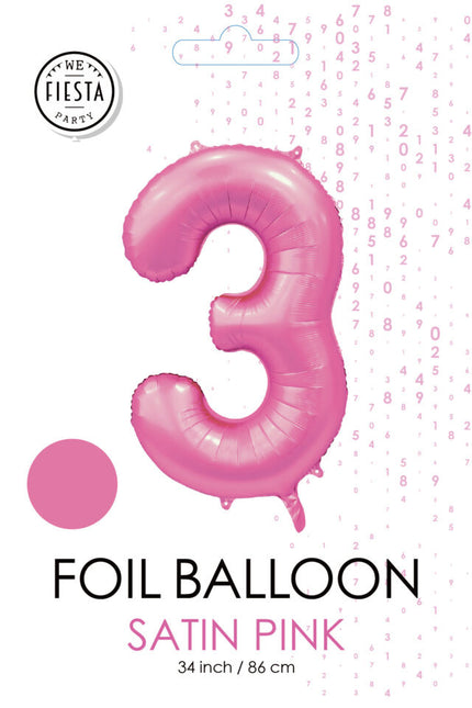 Ballon à figures rose 3 ans Gloss 86cm