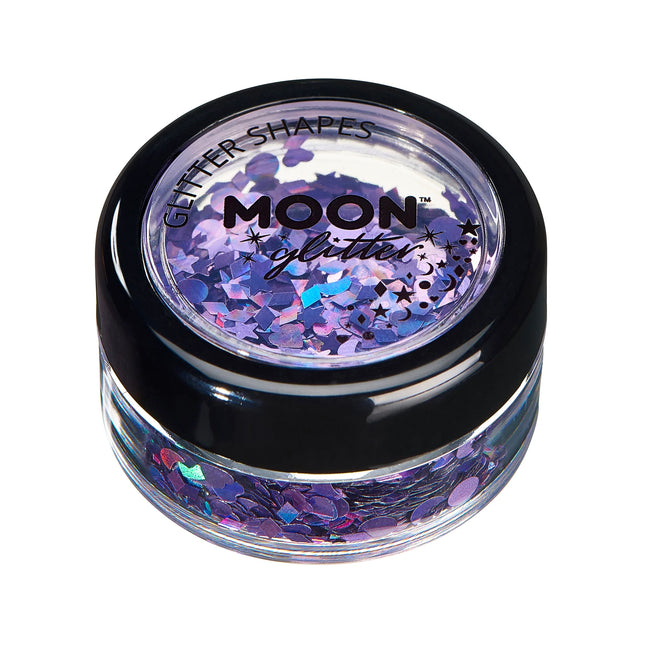 Moon Glitter Paillettes holographiques Formes violettes 3g