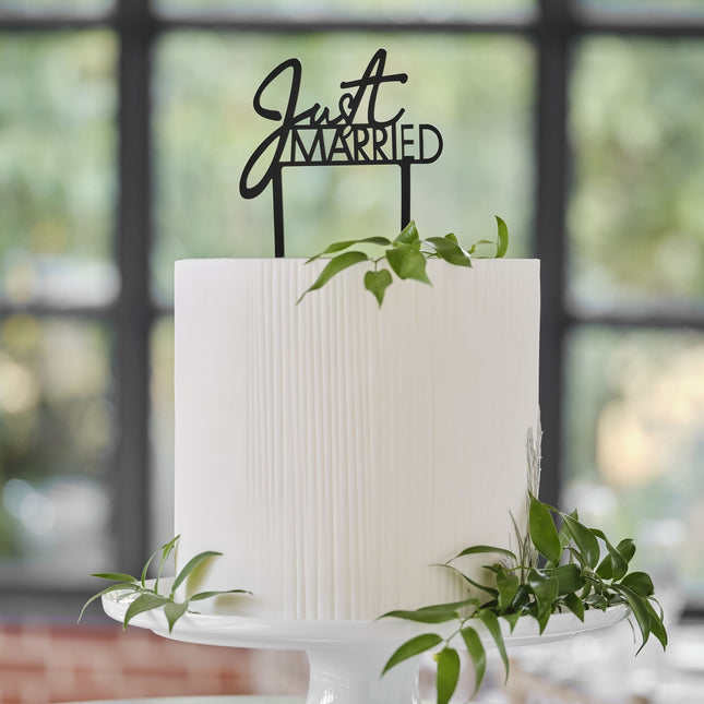 Décor de gâteau de mariage Just Married 12cm