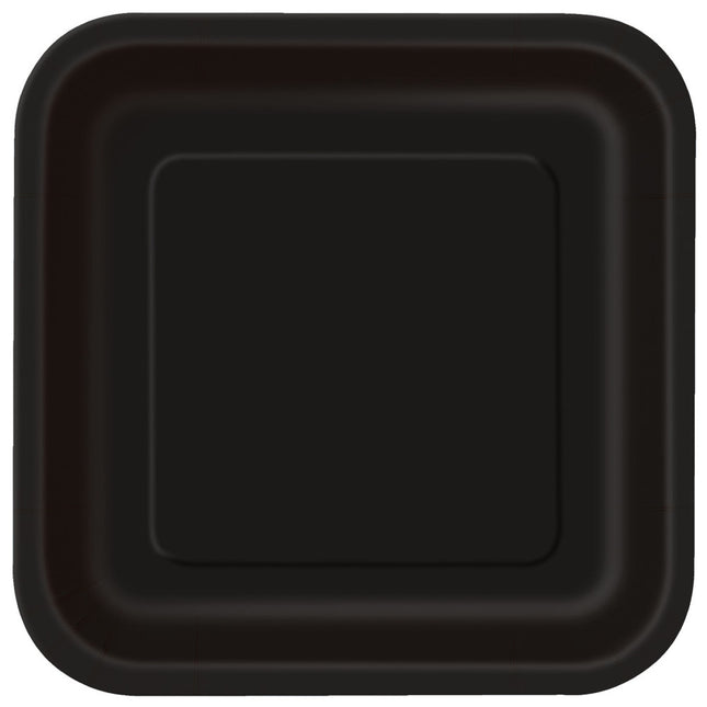 Assiettes carrées noires 23cm 14pcs