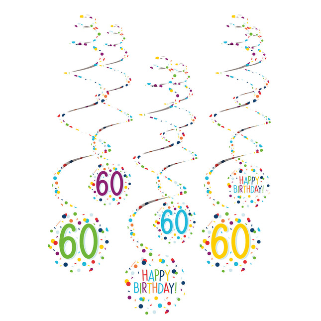 Décoration suspendue 60 Years Happy Birthday Confetti 61cm 6pcs