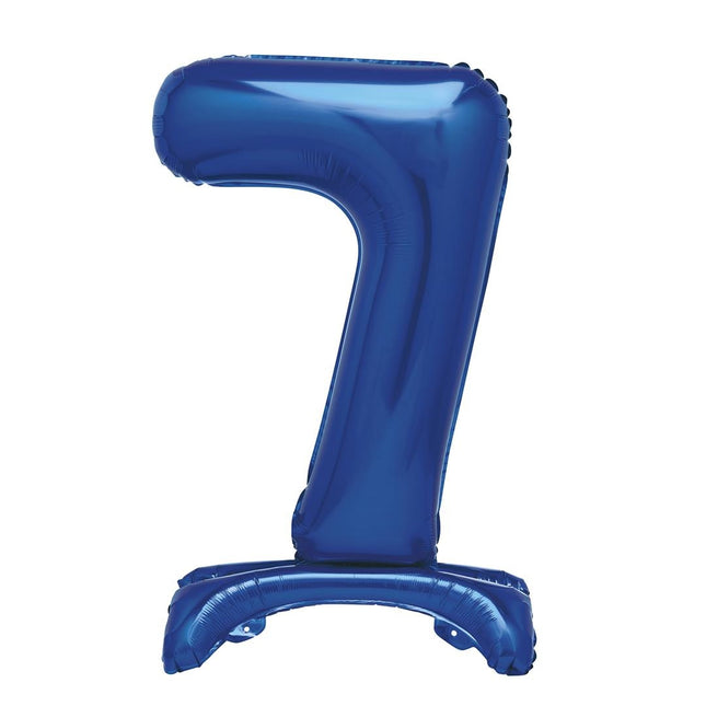 Ballon à figures bleu 7 ans avec standard 76cm
