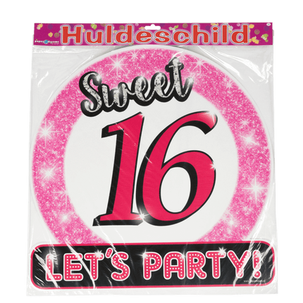 Plaque de porte 16 ans Sweet 16 Lets Party ! 50cm