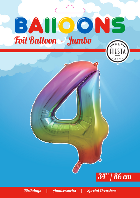 Ballon de baudruche Figure 4 Arc-en-ciel XL 86cm vide