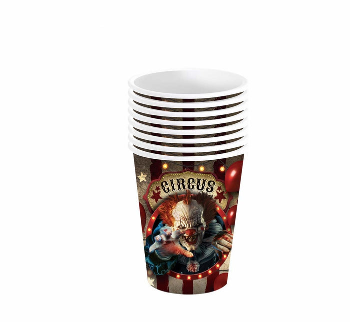 Tasses d'Halloween Clown 240ml 6pcs