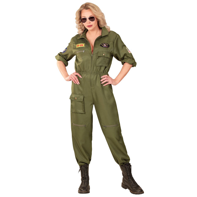 Costume de pilote Vert foncé pour femme Jet Fighter