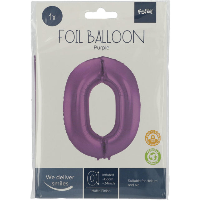 Ballon de baudruche Figure 0 Matt Purple XL 86cm vide