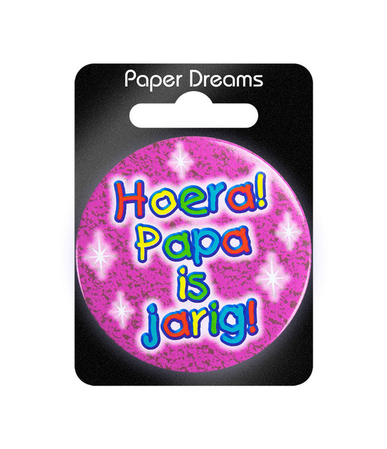 Bouton Hoera Papa is Jarig 5,5cm