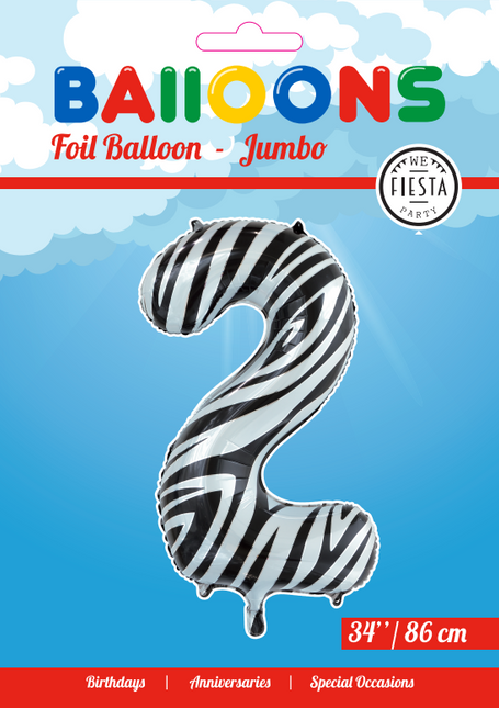 Ballon de baudruche Figure 2 Zebra XL 86cm vide